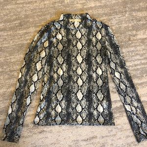 Snake skin mock neck top